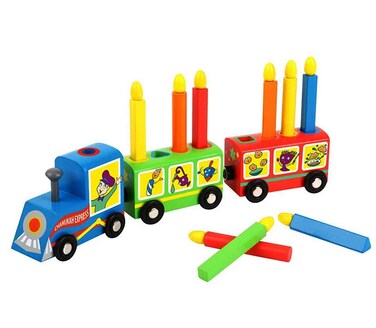 Hanukkah Educational Kiddie Train Menorah - Includes 9 Wooden Candles - Fun Color and Shape Challenge Chanukah by Zion Judaica