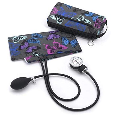 Prestige Medical Premium Aneroid Sphygmomanometer &amp; Carrying Case, Butterflies Grey