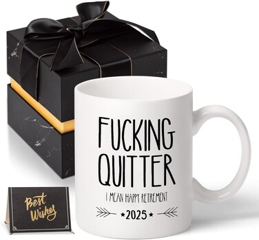Funny Retirement Gifts for Men Women-Quitter I Mean Happy Retirement Coffee Mugs 2025, Unique Retired Mugs Gift Ideas for Coworkers Office &amp; Family