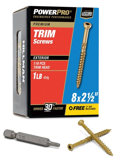 Hillman Available 48594 PowerPro Premium Exterior Wood Screw, Epoxy Coated Bronze, #8 x 2-1/2" (48632)