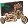 UGEARS Motorcycle with Sidecar 3D Puzzles - UGR-10 Motorcycle Scrambler Wooden Model Kits for Adults to Build - Retro Design Sidecar Motorbike Model Kit with Band Motor