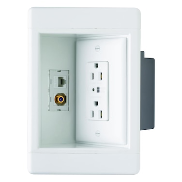 Legrand Pass &amp; Seymour TV1WTVSSWCC2 1 Gang Recessed TV Box with Surge Protective and Low Voltage Kit, White (1 Count)