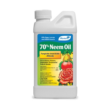 Monterey 70% Neem Oil - Organic Gardening Fungicide, Insecticide, Miticide - Kills Eggs, Larvae, and Adult Insects - 1 Pint - Apply Using a Sprayer