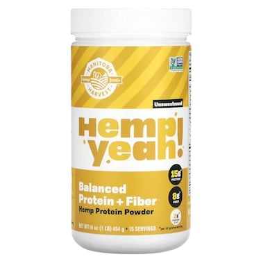 Manitoba Harvest Hemp Yeah! Balanced Protein + Fiber Powder, Unsweetened, 16oz, with 15g Protein, 8g Fiber and 2g Omegas 3&amp;6 per Serving, Keto-Friendly, Preservative Free, Non-GMO, Packaging May Vary