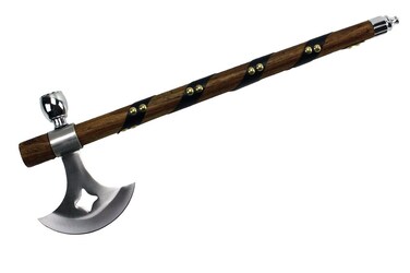 Wuu Jau Co L-113 Native American Peace Pipe Tomahawk Axe, 18", Black