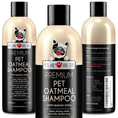 Pets Are Kids Too Oatmeal Dog Shampoo Baking Soda Hypoallergenic Anti Itch Moisturizing Soothing Deodorizing Pet Care Safe Puppy Shampoo Sensitive Skin Cat Shampoo - Coconut Based Cleanser 17 fl oz