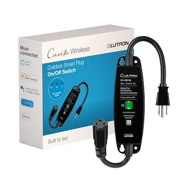 Lutron Caseta Smart Lighting Weatherproof+ Outdoor Smart Plug for Lights and Motors, Works w/ Alexa, Apple Homekit, Google Home (Hub Required), 15A LED Fixtures &amp; 1/2 HP Motors, PD-15OUT-BL, Black