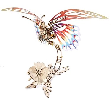 Ugears Wooden 3D Puzzles for Adults - Butterfly Puzzle Mechanical Model Kit - 3D Wood Puzzles Adult Automaton - Kinetic Sculpture Models for Adults to Build Butterfly Kit DIY Miniature Kit - 161 Pcs