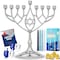 Last Minute Complete Hanukkah Menorah Kit - 9&quot; Menorah, 44 Colored Hanukkah Candles, Chanukah Handbook Guide, 4 Colored Dreidels, Chocolate Gelt Coins - Chanukkah Essentials in 1 Box by Zion Judaica