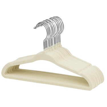 ManGotree Childrens Velvet Clothes Hangers, Baby Kids Hangers for Clothes Space Saving Non-Slip 15Pack (Beige)