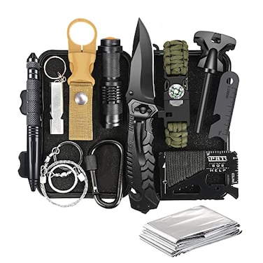 Gifts for Men Dad Husband Him, Survival Kit, Emergency Survival Gear and Equipment 14 in 1, Anniversary Birthday Gifts for Him Boyfriend, Hunting Fishing Camping Accessories, Cool Gadget