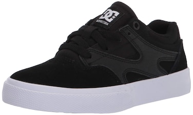 DC Boys' Kalis Vulc Skate Shoe, Black/Gum 1 medium US