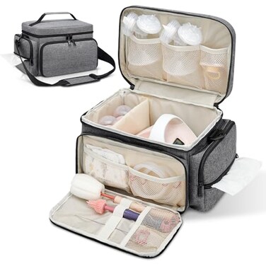 GDNasist Breast Pump Bag for Spectra S1 and S2, Pumping Bag with Waterproof Mat for Pump Accessories, Pump Bag for Work, Travel and Family Use
