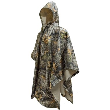 LOOGU Rain Poncho Waterproof Hooded Rain Coat Multi-Use Camo Shelter Ground Sheet for Hunting Camping Hiking