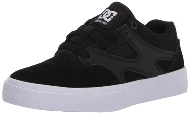 DC boys Kalis Vulc Skate Shoe, Black/Black/White, 2.5 Little Kid US