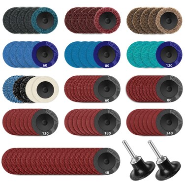 Tanzfrosch 108Pcs Sanding Discs Set 2 inch Quick Change Disc with 1/4 inch Holder Surface Conditioning Disc for Die Grinder Surface Prep Strip Grind Polish Burr Finish Rust Paint Removal