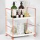 FSyueyun 2-Tier Bathroom Countertop Organizer, Tool-Less Installation Premium Plastics Makeup Shelf Organizer Perfume Skincare for Dresser Vanity Tray Organizers and Storage (Rose Gold)