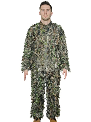 QuikCamo 3D Leafy Suit for Hunting - Lightweight Leafy Camo Suit for Men with Breathable Mesh, 4 Zippered Pockets, Drawstring Pants - Ideal Leaf Suit for (NWTF Mossy Oak Obsession, L/XL)