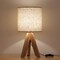 HAITRAL Small Bedside Table Lamp - Wooden Tripod Nightstand Lamp for Bedroom, Living Room, Office, Home with Fabric Linen Shade - 13.4 Inches (Without Bulb)
