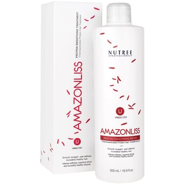 Amazonliss One Step Keratin Hair Treatment, Formaldehyde Free, Hair Strengthening with Acai, Cacao, Shea Butter (16.9 Fl Oz, Fine, Thin, Straight, Wavy, Frizzy, Cream, Natural, Female)