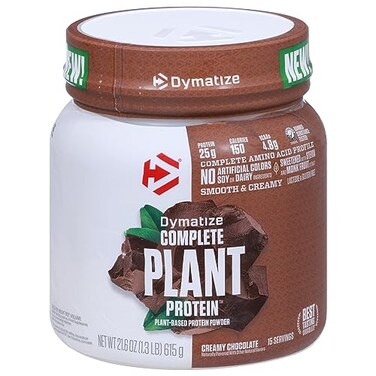 Dymatize Vegan Plant Protein, Creamy Chocolate, 25g Protein, 4.8g BCAAs, Complete Amino Acid Profile, 15 Servings