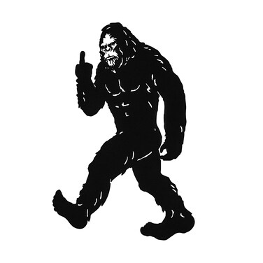Zeckos 24.75-Inch High Black Metal Cutout Rude Bigfoot Flipping The Bird Wall Sculpture - Easy to Hang - Unique Indoor or Outdoor Home Decor with a Cheeky Twist