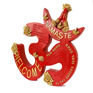 Hindu Diwali Gifts Wall Sculpture - Indian OM Wall Hanging Handmade Home Office Zen Meditation Yoga Room Door Wall Decor India Religious Gifts Handicraft Spiritual Prayer Pooja Items