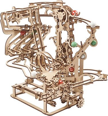 UGEARS Wooden Marble Run Chain Hoist - Mechanical 3D Wooden Puzzles for Adults, DIY Model Kit Crafts for Adults, Unique Puzzles for Adults - 3D Puzzle Marble Game Gifts for Puzzle Lovers - 400 Pcs