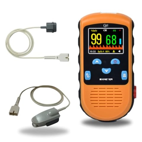 CMI Health Rechargeable Pulse Oximeter - Continuous Children Monitoring (33 to 88 lbs) &amp; Adult Finger Spot-Checking - Adjustable Alarm for Pulse Rate and SpO2 Levels - Carry Case