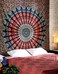 RAJRANG Peacock Mandala Tapestry - Huge Hippie Wall Hanging 90x108 inch King Size Decorative Trippy Tapestries Bohemian Boho Bedding Indian Handmade Pure Cotton Bed Spread Sheet