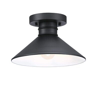 Westinghouse 6112900 Watts Creek 11 Inch Rustic/Arts &amp; Crafts One-Light Outdoor Semi Flush Mount Ceiling Light, Dark Sky Friendly, Textured Black Finish