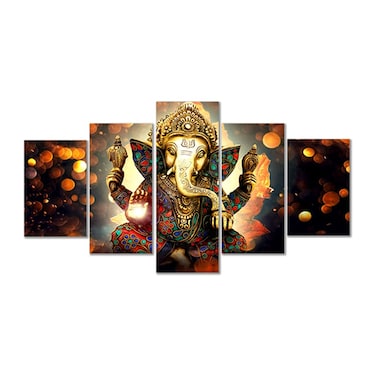 LiftGather 5pcs / Set Waterproof Canvas Painting Elephant Trunk God Ganesha HD Print Home Wall Hanging Art Prints Modular Pictures