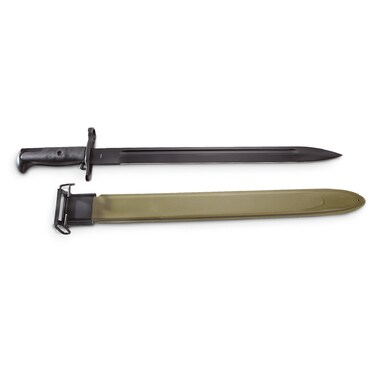 Szco Supplies M1905 Bayonet Knife, 20-Inch Black Stainless Steel Blade with Blood Groove, Military Tactical Bayonet with Scabbard