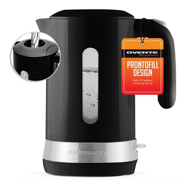 OVENTE Electric Kettle Hot Water Heater 1.8 Liter - BPA Free Fast Boiling Cordless Water Warmer - Auto Shut Off Instant Water Boiler for Coffee &amp; Tea Pot - Black KP413B