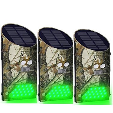 LILBEES Solar Deer Feeders Lights Motion Activated Green Hog Lights Night Hunting for Predator Coyote Pig Varmint(G300)(Pack of 3)