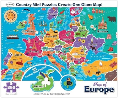 Re-marks Map of The World Deluxe Jigsaw Puzzle with Whimsy Pieces