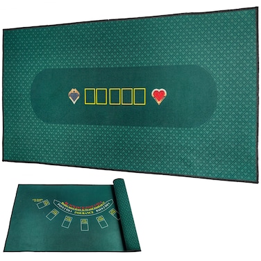 BALIKEN 84x42 Inches Texas Holdem Poker Mat &amp; Blackjack Table Top Casino Felt Professional Grade Mat (Green)