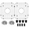 4 Pack Sink Protectors for Kitchen Sink with Center Drain Hole, 13.7&quot;x11.6&quot; Stainless Steel Kitchen Sink Bottom Grid 2pcs with 2pcs Sink Strainers (Silver)