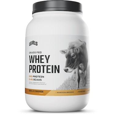 Levels Grass Fed Whey Protein Powder, No Artificials, 24G of Protein, Vanilla Cinnamon, 2LB