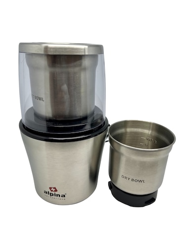 Alpina Coffee Wet and Dry Spice Grinder, Small, Silver