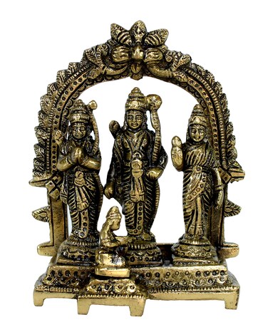 eSplanade 5.5" Brass Ram Darbar (Rama, Sita, Laxman, Hanuman) Murti Idol Statue Sculpture