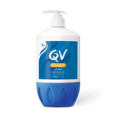 QV Cream with 10% Glycerin (1050g) Rich Protective Moisturiser for Sensitive, Dry Skin, Fragrance Free, Noncomedogenic Body Cream, Hydrating Skin Care for Eczema, Psoriasis, Dermatitis, Pump Bottle