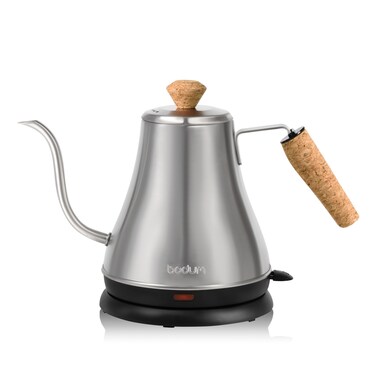 Bodum 27oz Melior Gooseneck Electric Water Kettle, Pour Over Coffee &amp; Tea, Brushed Stainless Steel