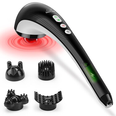 Snailax Cordless Handheld Back Massager - Rechargeable Percussion Massage with Heat, FSA HSA Eligible, Deep Tissue Massager for Neck Shoulder Waist Leg Foot Back, Portable Wand Massager for Full Body