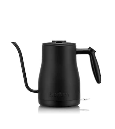 Bodum 34oz Bistro Gooseneck Electric Water Kettle, Pour Over Coffee &amp; Tea, Stainless Steel, Matte Black