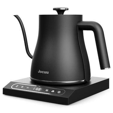 Jocuu Gooseneck Electric Pour Over Kettle with Temperature Control, Tea &amp; Pour Over Coffee Kettle, Stainless Steel, Auto Shutoff Boil-Dry Protection, 0.8L, Matte Black