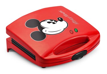 Disney Mickey Mouse Sandwich Maker - Dual Sandwich Maker for Disney Kitchen Appliances - Features Non-Stick Cooking Plates - Mickey Mouse Panini Sandwich Machine - Imprints Mickey Mouse Image