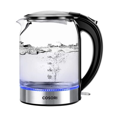 COSORI Speed-Boil Electric Tea Kettle, 1.7L Hot Water Kettle (BPA Free) 1500W Auto Shut-Off &amp; Boil-Dry Protection, LED Indicator Inner Lid &amp; Bottom, Transparent