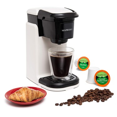 Mixpresso Single Cup Coffee Maker, Personal Single Serve Coffee Brewer Machine, Compatible with Single-Cups, Quick Brew Technology, One Touch Function White Coffee Maker, 12oz One Cup Coffee Maker