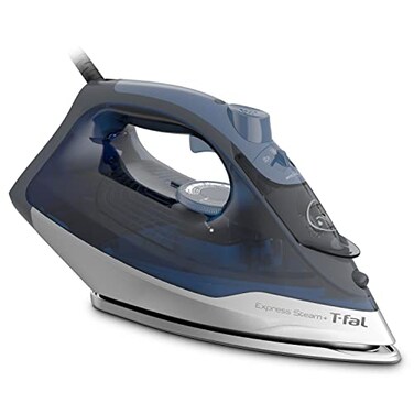 T-fal, Iron, Express Steam Iron for Clothes, Durilium Soleplate, Precision Tip, 30 Second Auto Shut Off, 1600 Watts, Anti-Drip, Ironing, Blue Clothes Iron, FV2886U0